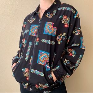 VTG 80’s/90’s Mosaic Floral Print Bomber Jacket